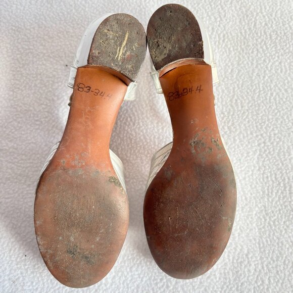 Vintage Silver Chunky Heel Peep Toe Heels Pumps - Picture 12 of 12